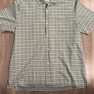 Tommy Bahama Blue and Yellow Striped Casual Shirt